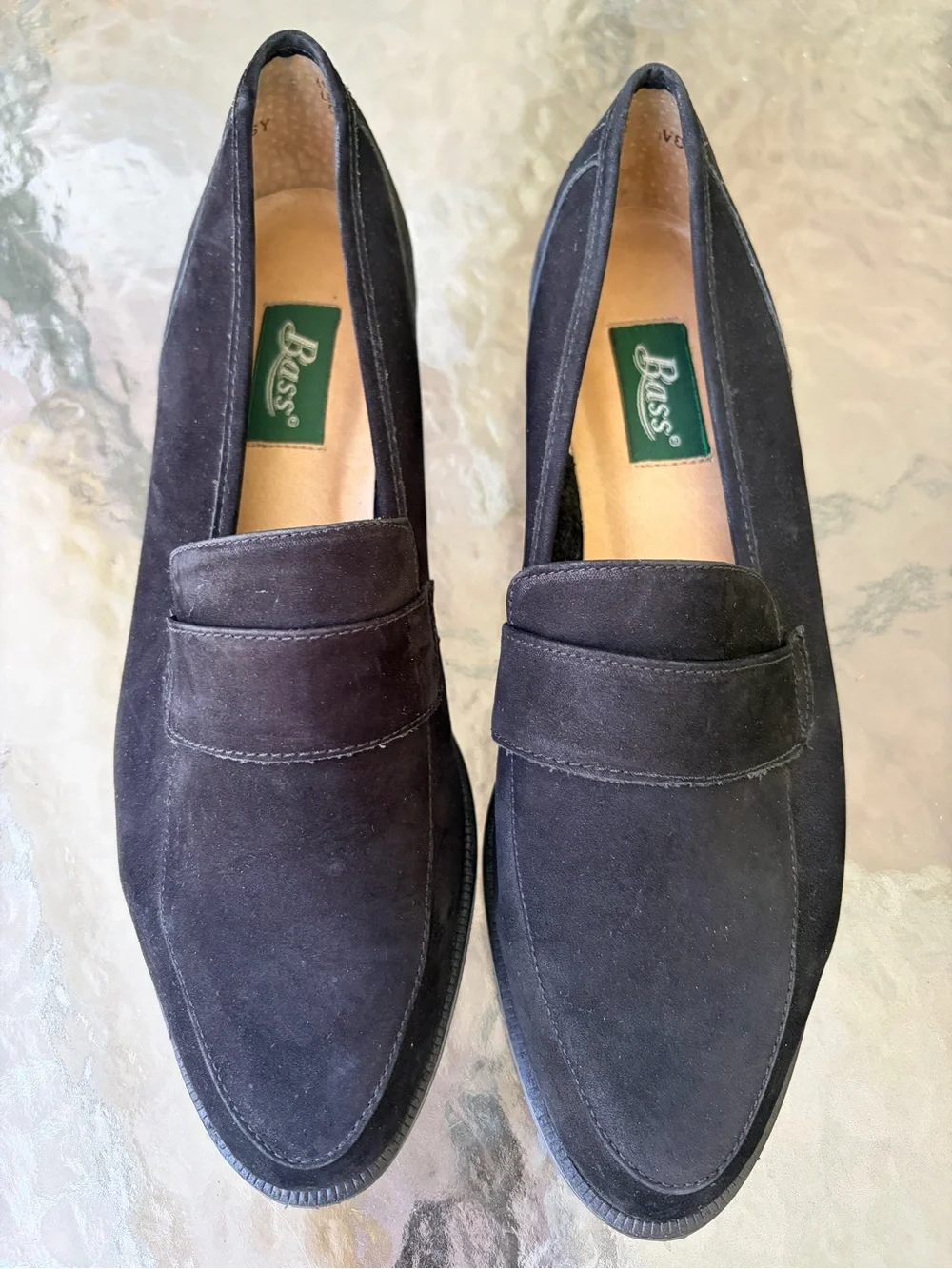 Womens Bass Tansy Black Suede Loafers Size 7.5M Preowned Excellent Condition